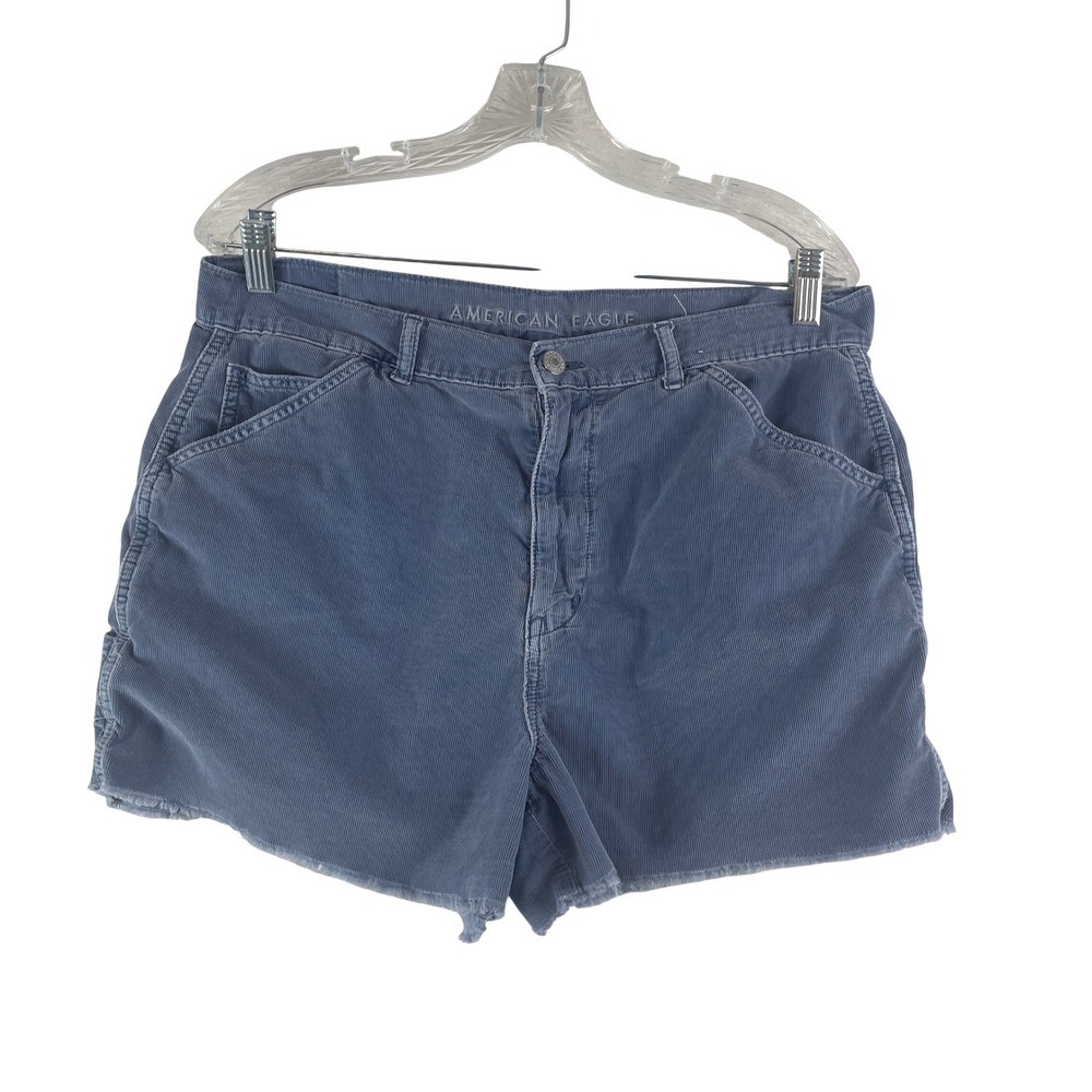 American Eagle 90s Boyfriend Corduroy Shorts 14 Blue Boho Retro Grunge Carpenter
